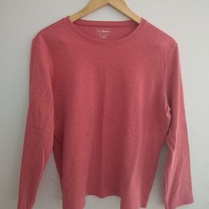 LL Bean pink women's long sleeve shirt size L